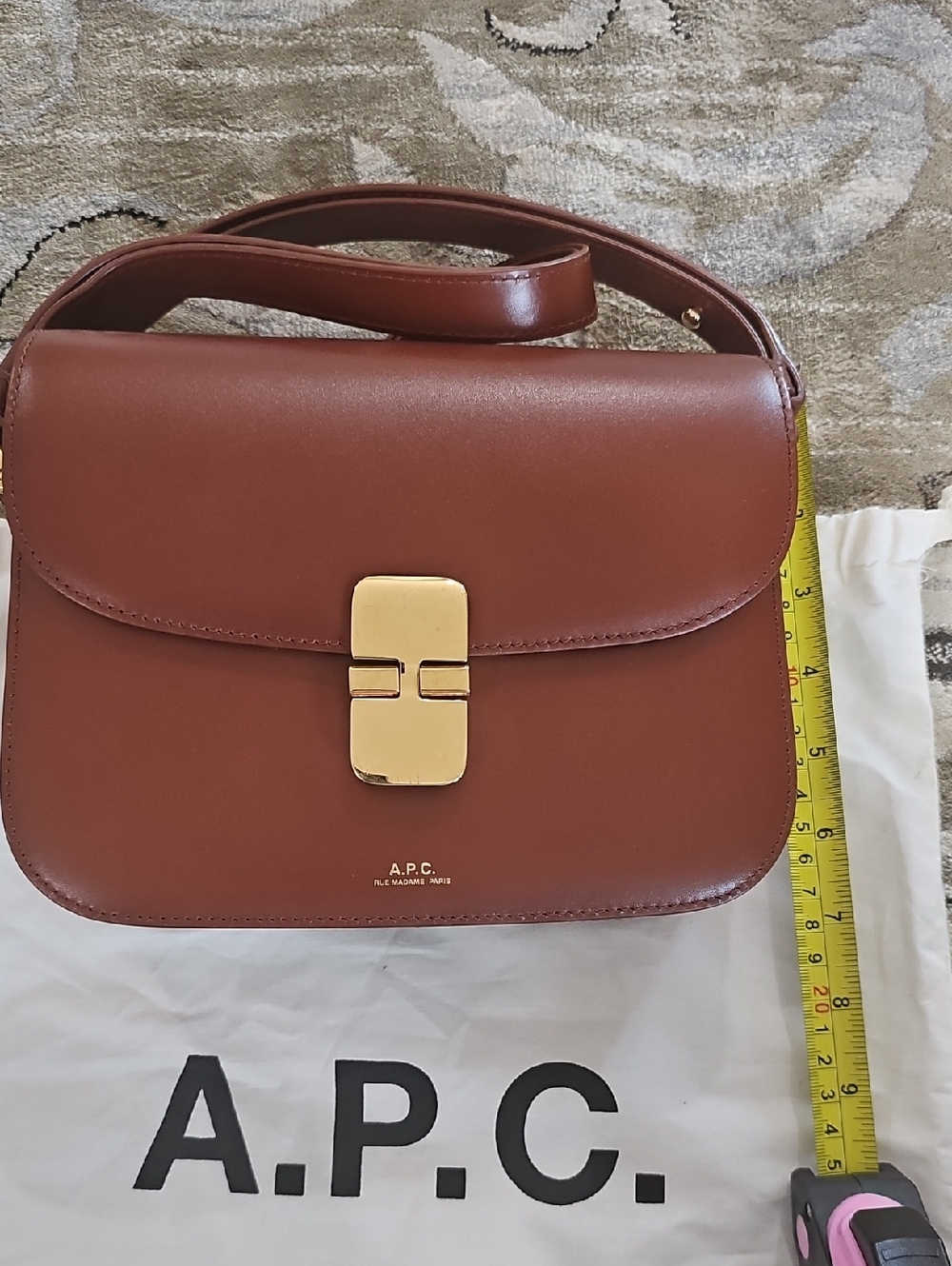 A.P.C. Chestnut Brown Leather Crossbody with Gold Hardware - Picture 10 of 10
